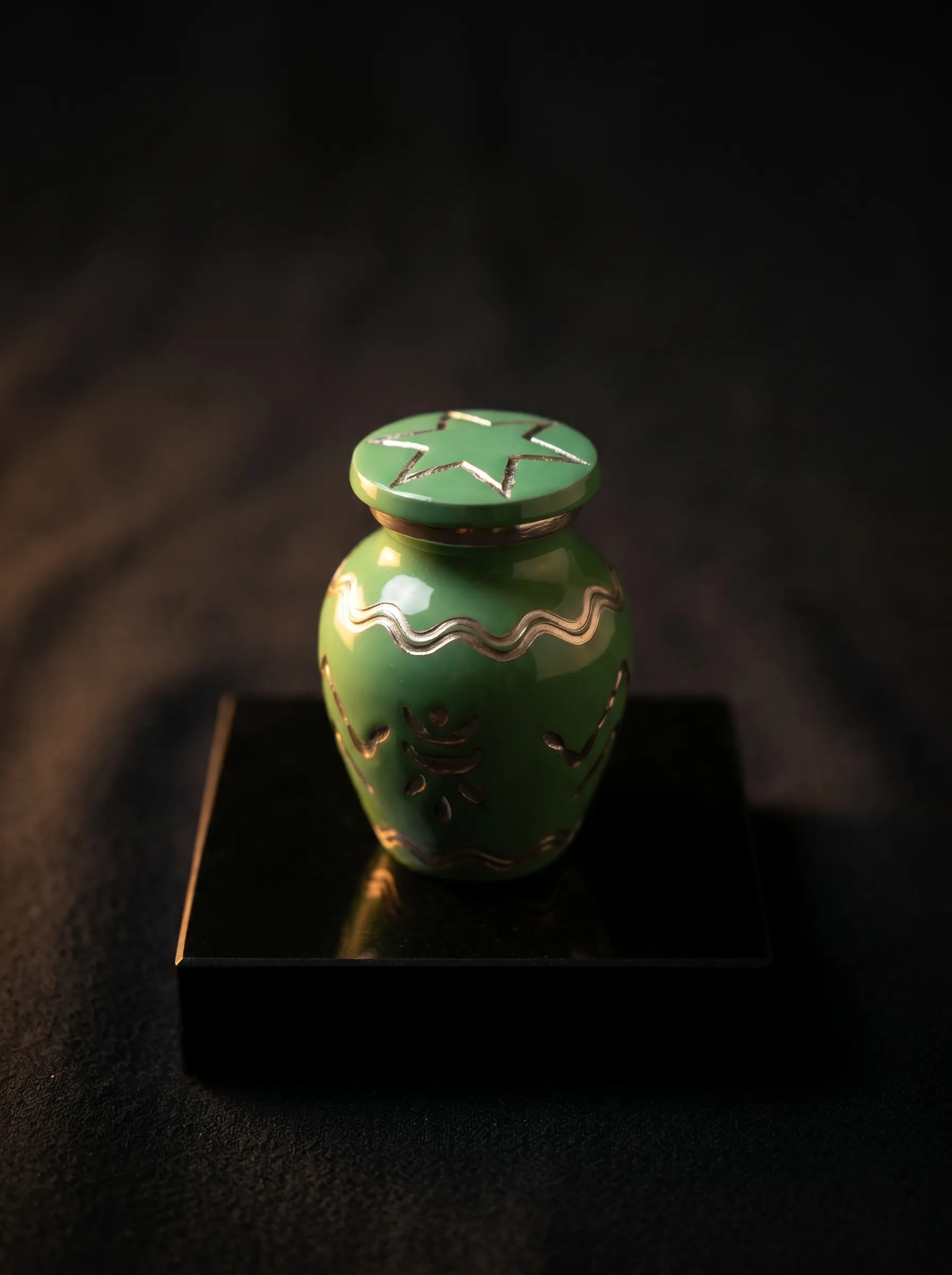 Urna de cinzas mini verde com caixa
